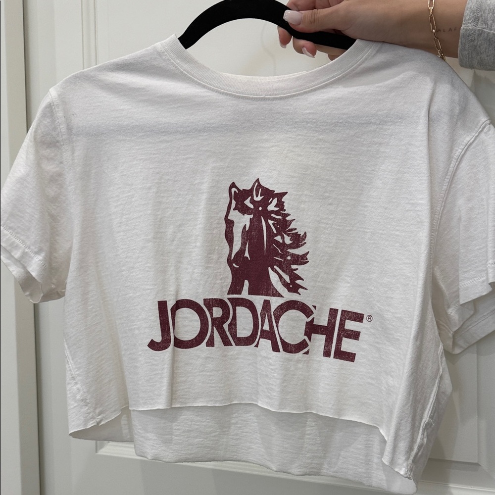 Jordache Cream and Maroon Logo Crop Top